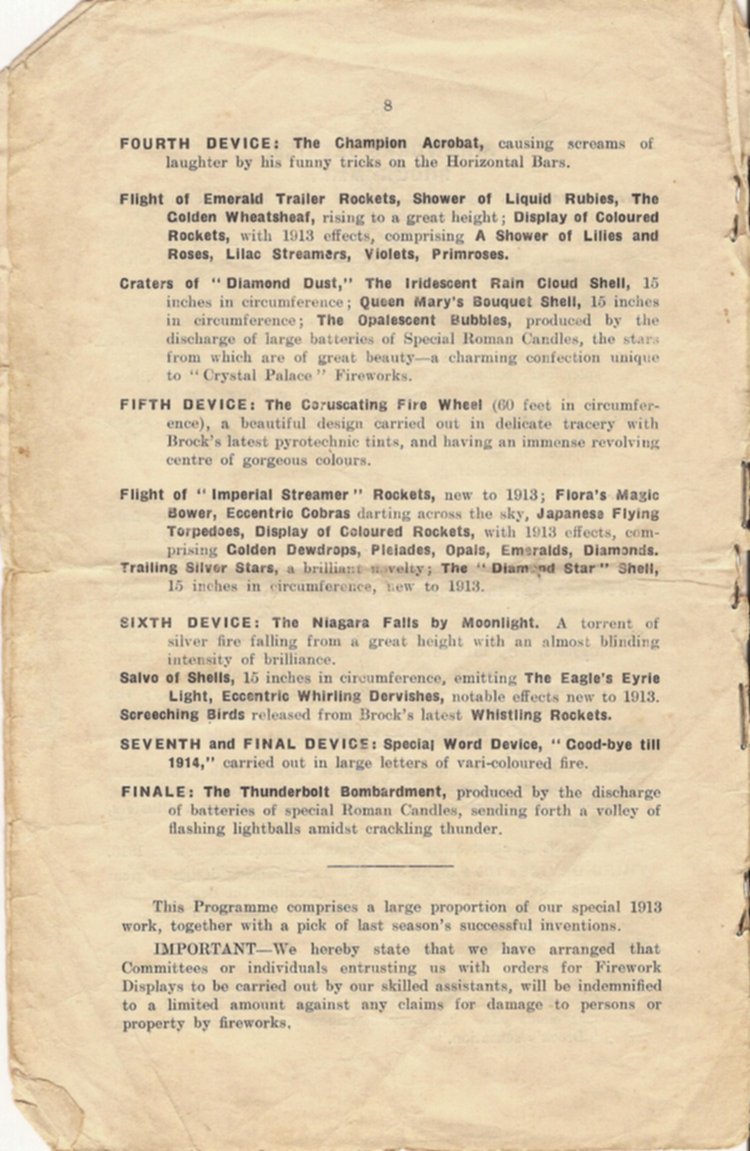 Programme 1913