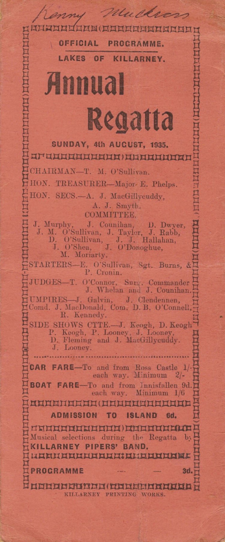 1935 Regatta Programme